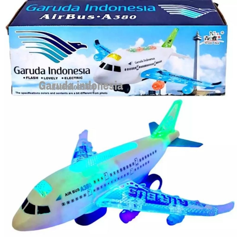 Mainan Pesawat Lion / Garuda Airbus A380 Lampu Led