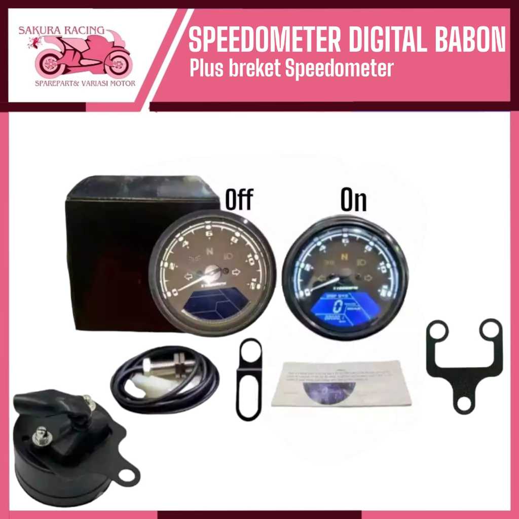 Speedometer digital babon plus breket spidometer bulat babon Universal