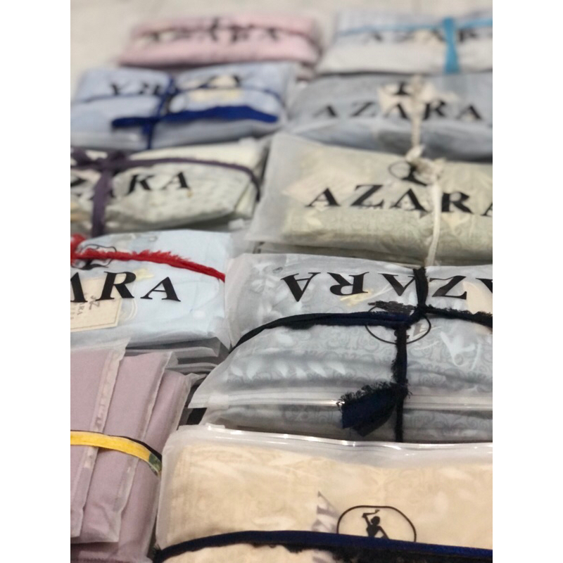 HIJAB AZARA SEGIEMPAT VOAL MOTIF PACKING POUCH LC  METAL LOGO BY AZARA SUPERFASHION SERAGAM