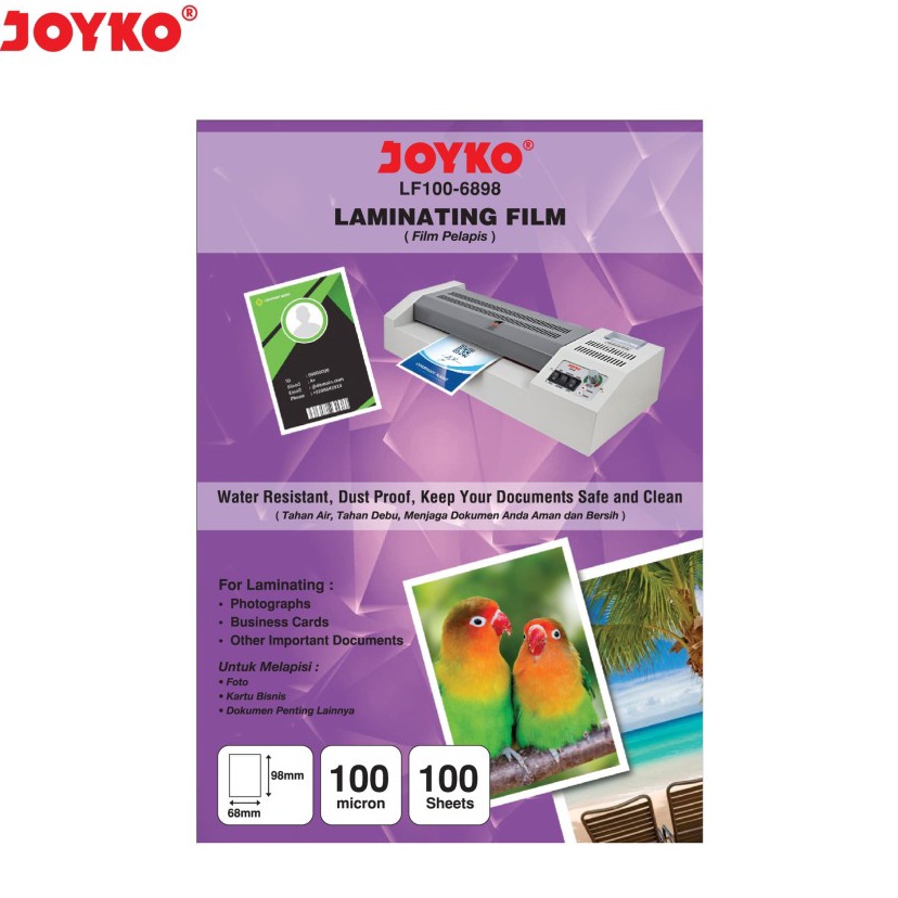 

Murah Populer Plastik Laminating Laminating Film Joyko LF16898 KTP 1 Sheets