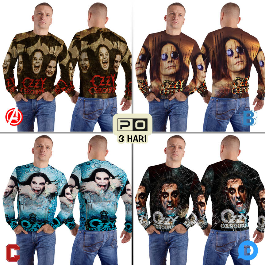 Crewneck Ozzy Osbourne Vintage Sweater Fullprint Bahan Polyester Jersey