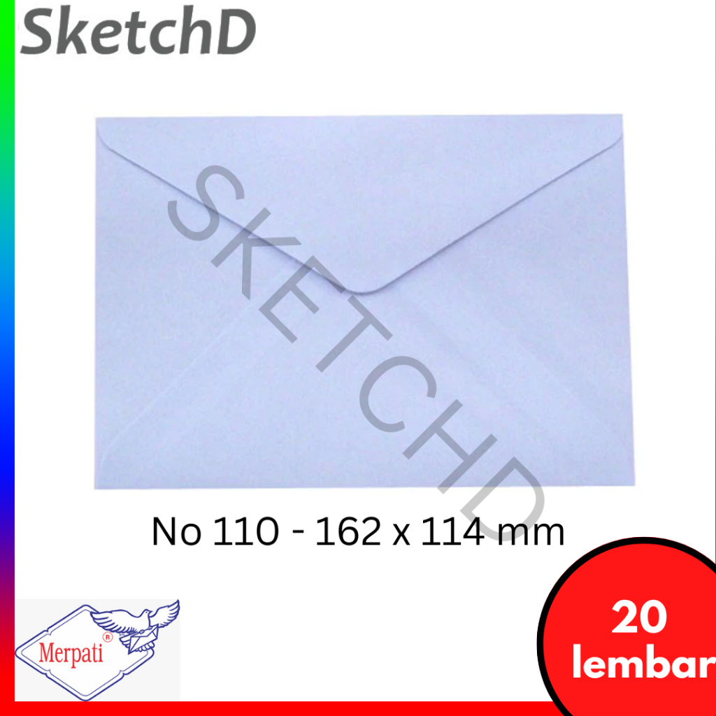 

Amplop putih polos 110 Merpati 162x114 mm 20 lbr
