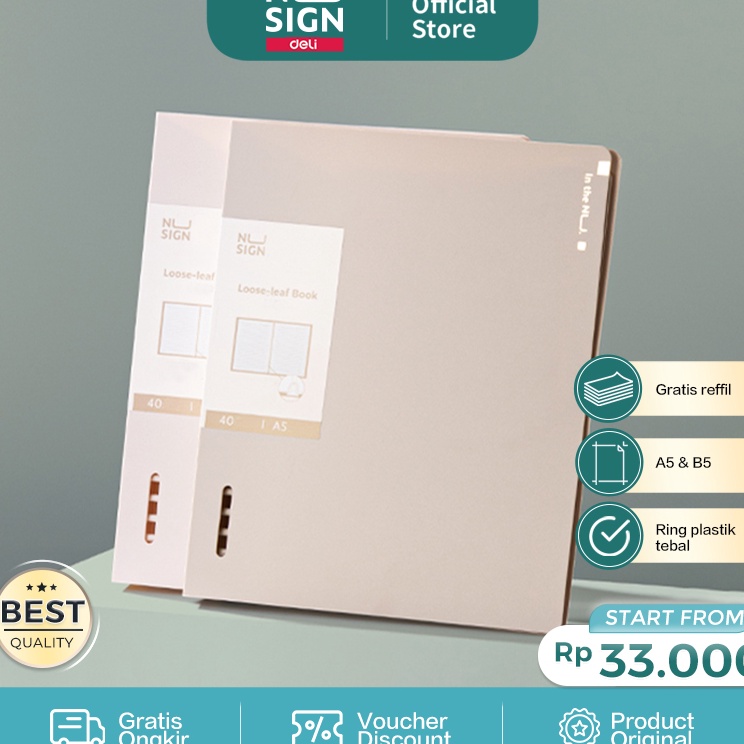 

Spesial Terbatas Nusign Loose Leaf Notebook Buku Binder A5B5 Warna Pastel Isi 4 Lembar 8 gsm NS31X