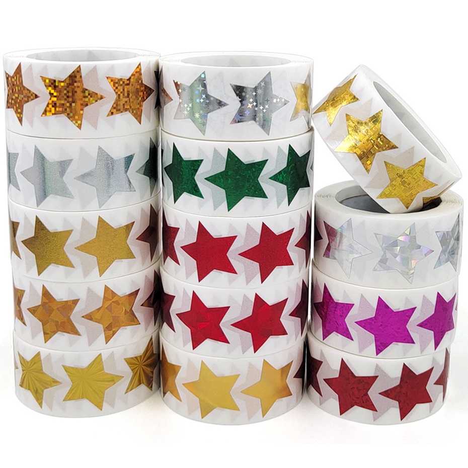 

Model Cantik Sticker Label Glitter Decoratif DIY Stiker Warna Warni Pelangi 1 Roll 5 pcs