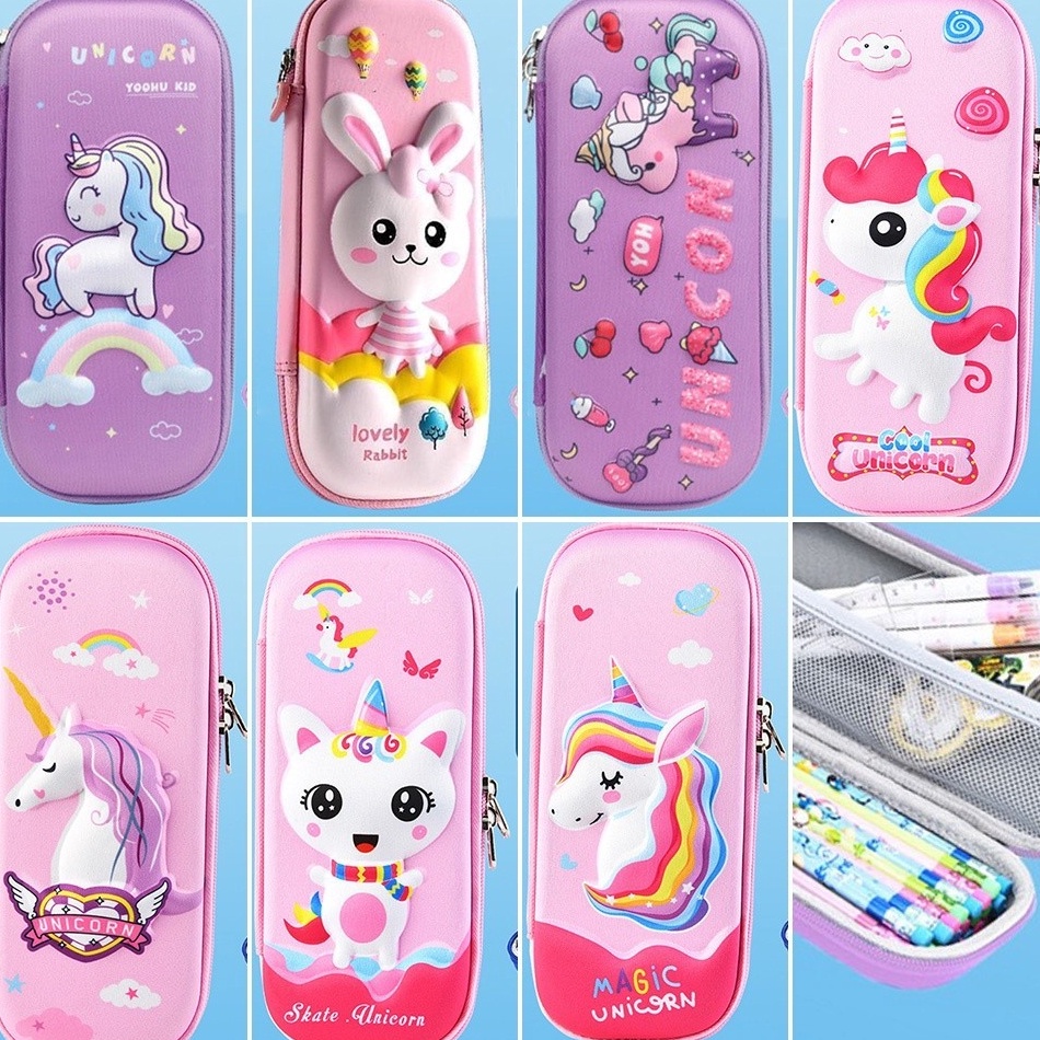 

KODE S9C3 Kotak Tempat Pensil Pencil Case 3D Timbul Karakter Unicorn