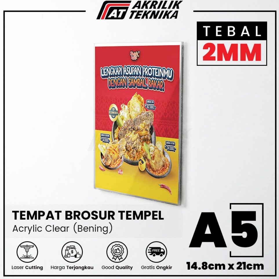 

Fast Shipment Akrilik Tempat Brosur Tempel Sign Holder Qris Barcode Menu Wall Thicker Acrylic Ukuran A5
