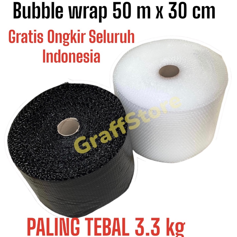

Paket Meriah bubble wrap 5 meter x 3 cm hitam bening plastik bubble tebal pekat lentur bubblewrap