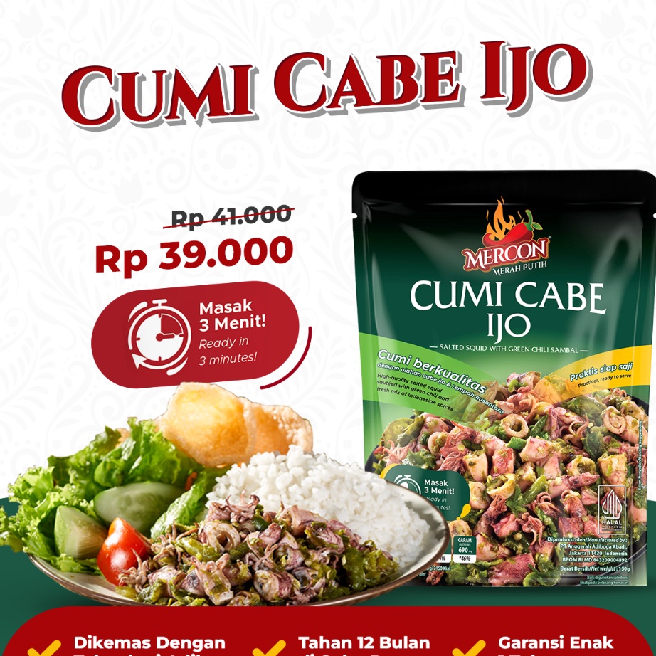 

TERBARU Mercon Merah Putih Satuan Cumi Cabe Ijo