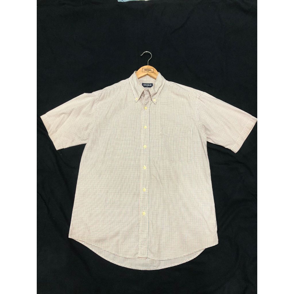Uniqlo Kemeja Kerja Pria Pendek Original - Motif Kotak