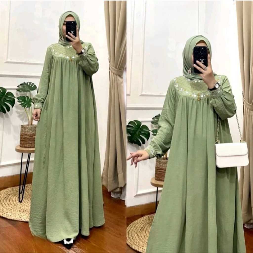 Hawa Gamis Crinkle Airflow Bordir