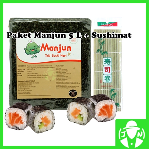 

Halal Manjun Nori Sushi PAKET 5 Lembar dan Bambu Sushimat Nori Yaki Rumput Laut