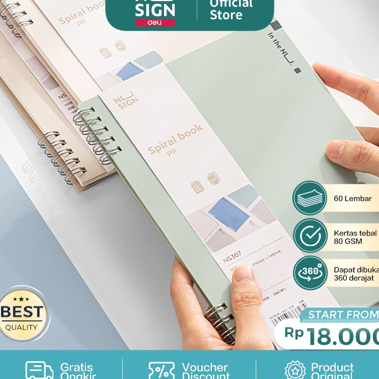 

Hot Promo Nusign Spiral Notebook Buku Catatan Jilid Spiral A5 B5 6 Lembar 8 GSM Desain Warna Pastel NS3X