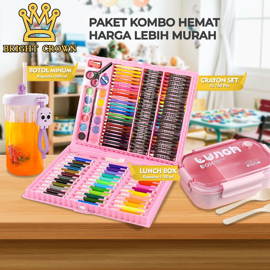 

Borong Bright Crown Paket Combo Hemat Pensil Warna Crayon isi 15pcs Botol Gelas Kaca 5ml Lunch Box 11ml