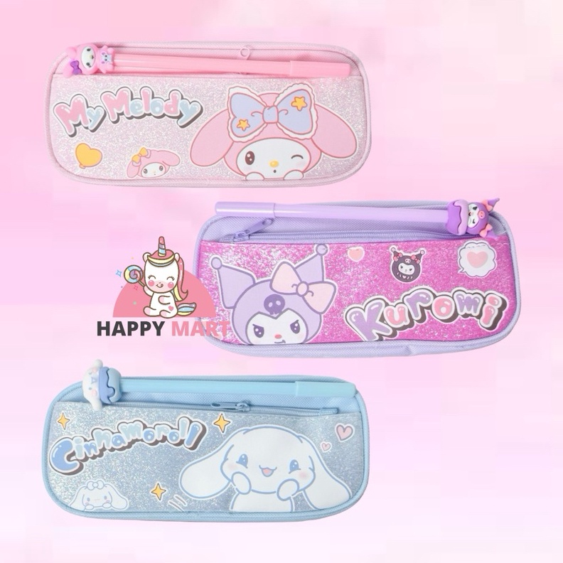 

KODE F65L Kotak pensil motif sanrio glittery kuromi melody cinnamoroll