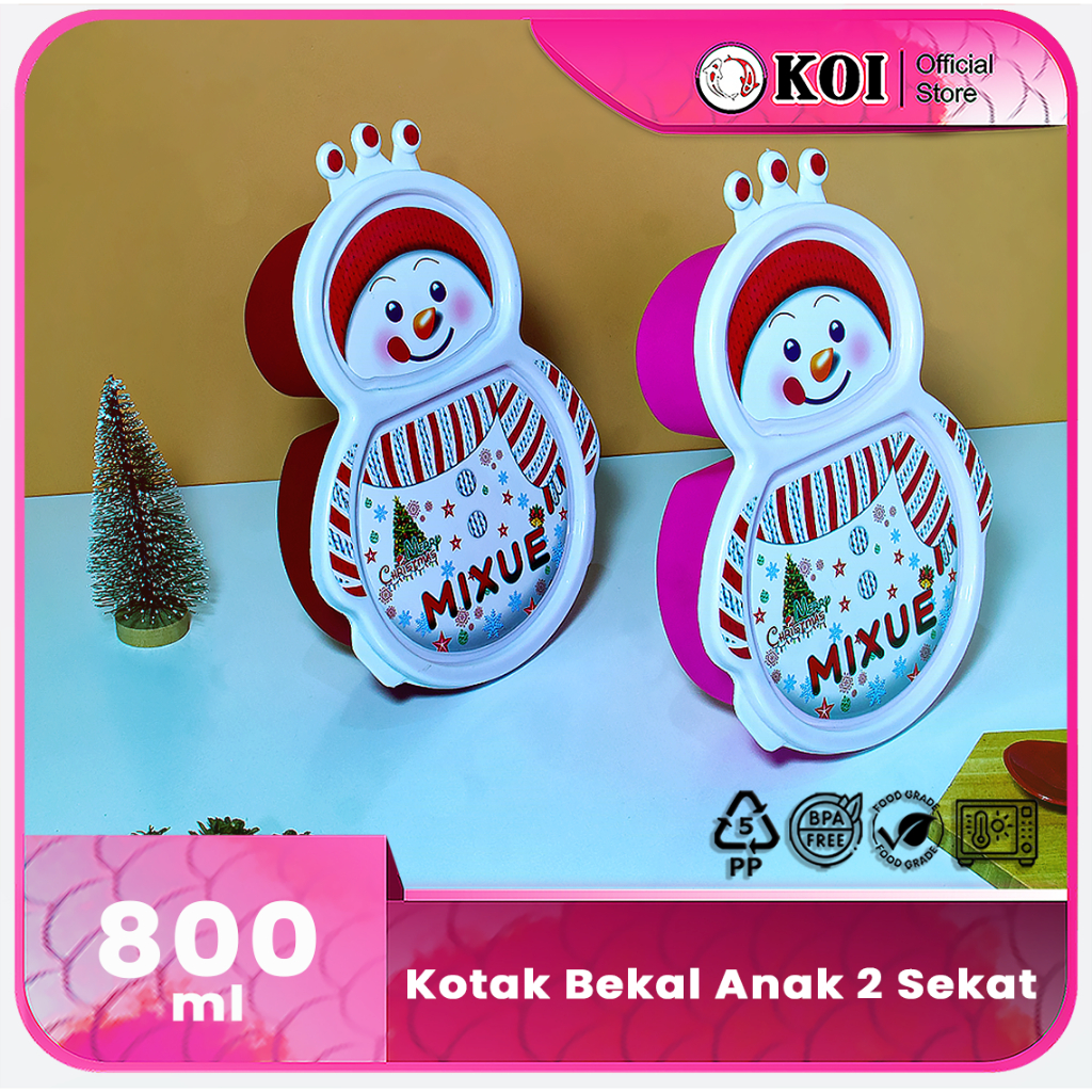 Koi Official - Cheerful Mixue Bento Christmas Edition Kotak Bekal Praktis Lunch Box Mixue Menyenangk