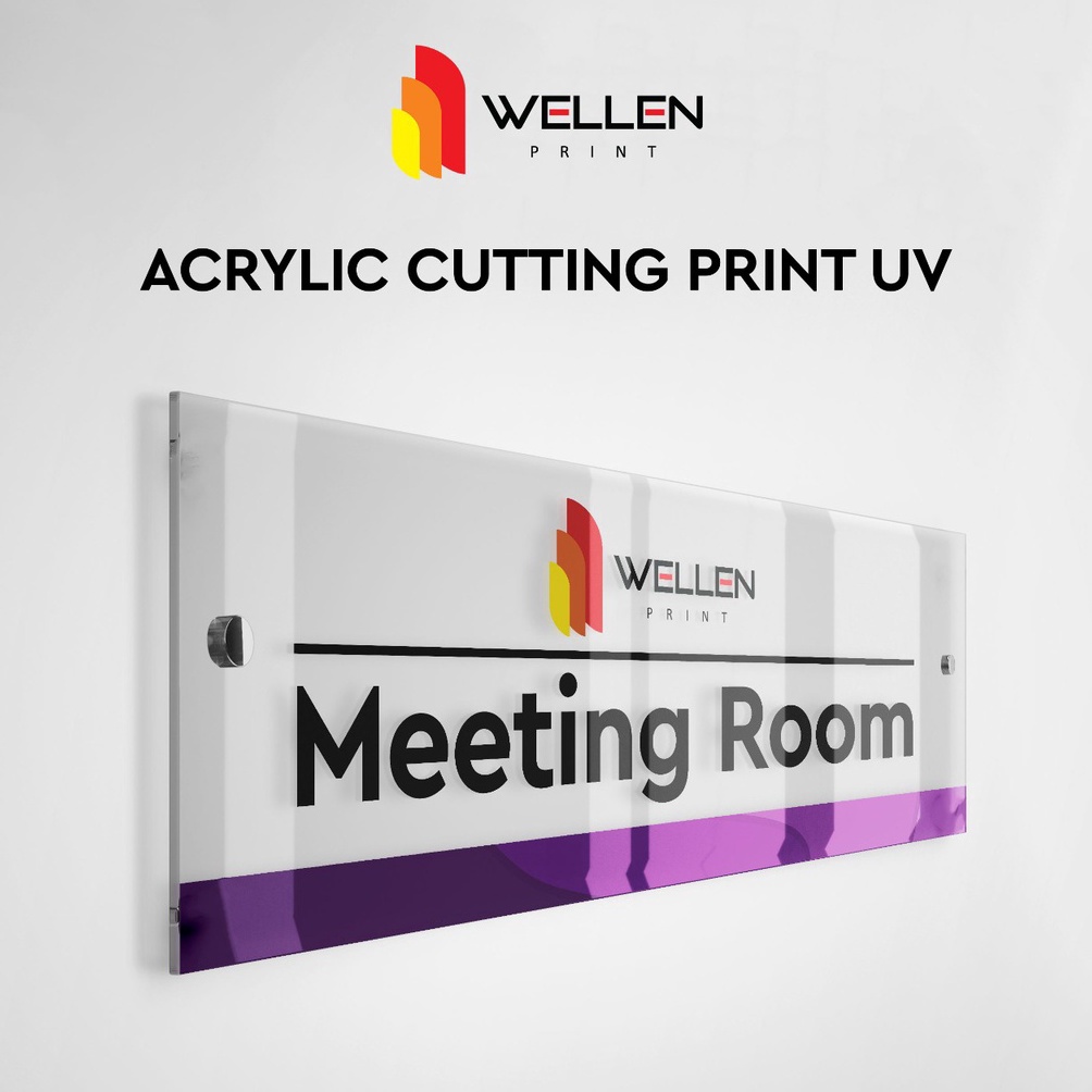 

KODE B93N WELLEN PRINT Acrylic Sign Board UV Print Akrilik Papan Nama Tanda Ruangan Pelunjuk Arah Custom Signage Acrylic