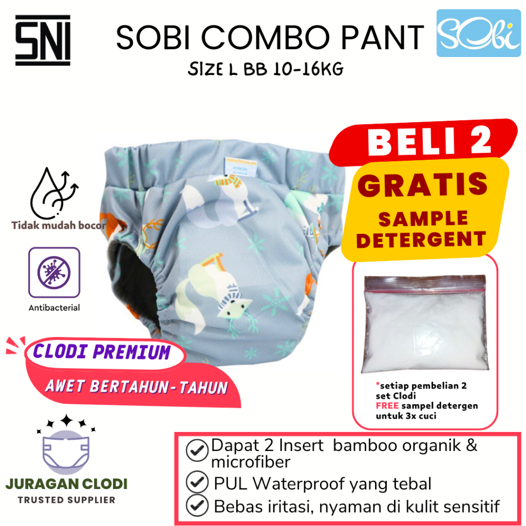 CLODI POPOK KAIN BAYI SOBI PANTS COMBO 2 INSERT  BESTSELLER / CLODI TIPE CELANA / CLODI PANT / CLODI