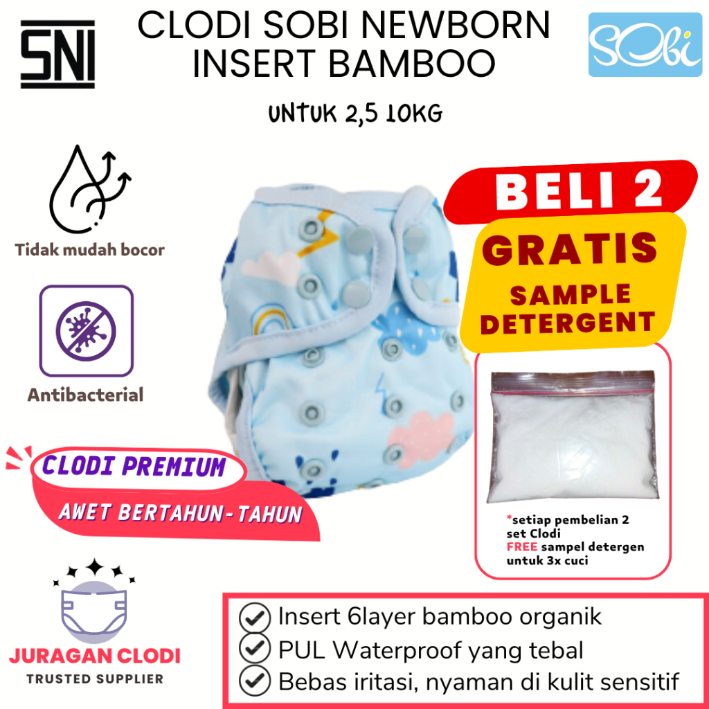 clodi SOBI NEWBORN BAMBOO dan MICROFIBER untuk bayi baru lahir