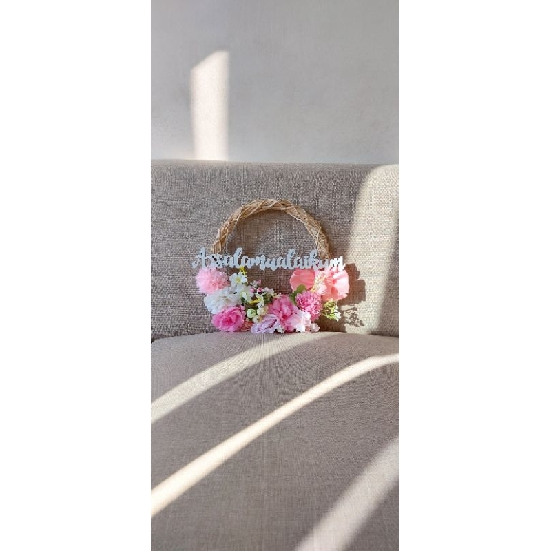 hiasan pintu bunga || ring rotan D25cm