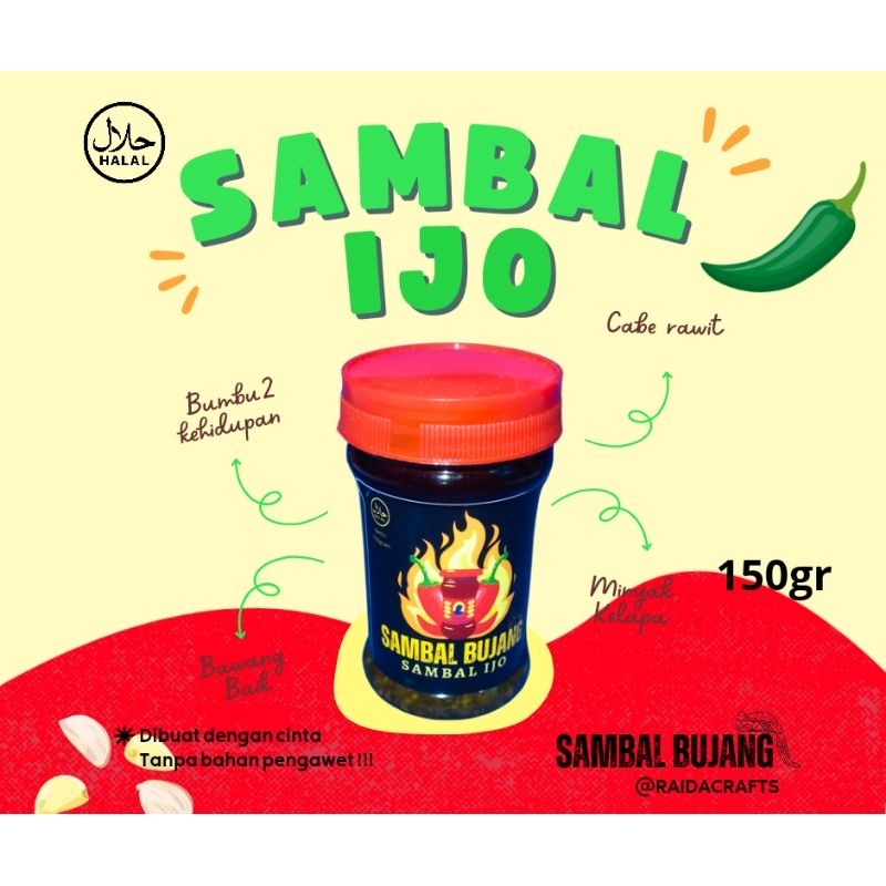 

Sambal ijo 150gr - sambal ulek - sambal rumahan - sambal botol