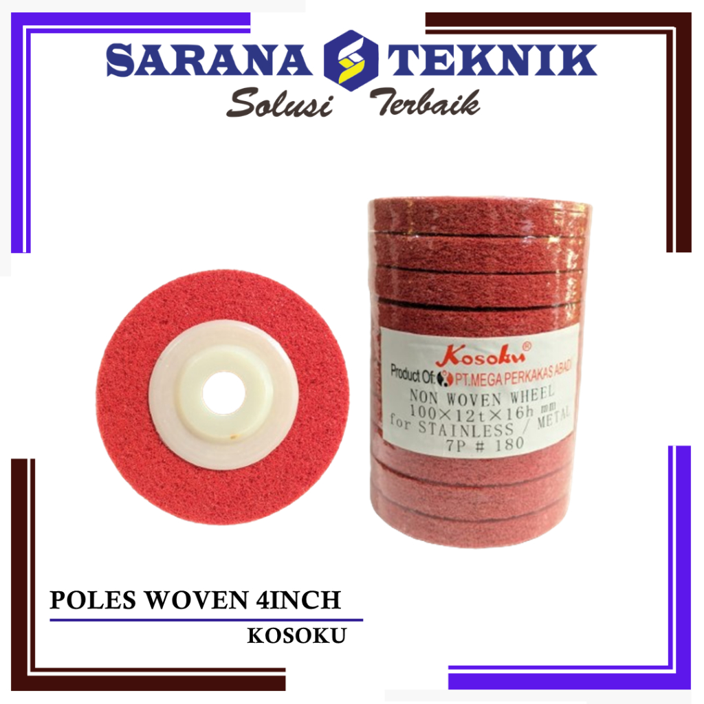 BATU POLES STEINLIS NON WOVEN MERAH 4'' KOSOKU MERAH