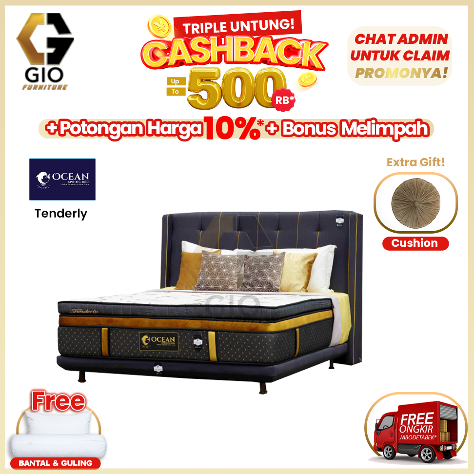 Kasur Ocean Tenderly / Ocean Springbed Tenderly (Full Set Mattress + Divan + Headboard + Bonus )