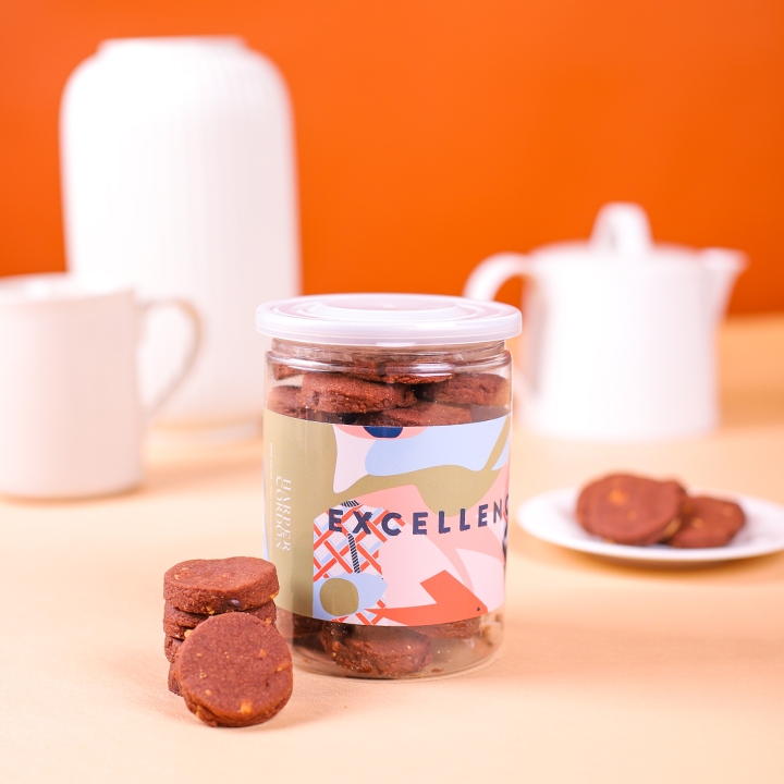 

Double Chocolate & Almond |250g | Tube | Gourmet Cookie | Harper & Cordon
