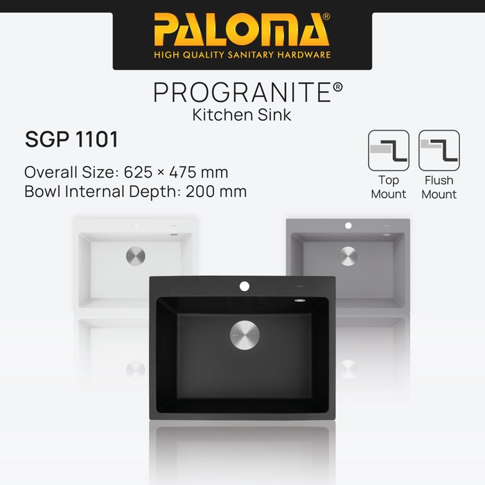 PALOMA SGP 1101 Kitchen Sink Bak Cuci Piring Dapur Progranite 1 Bowl Topmount Pro Granite Granit Qua
