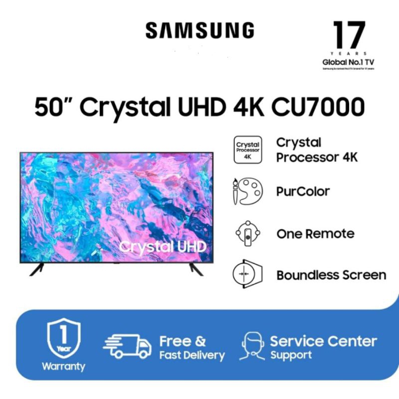 SAMSUNG LED Smart TV 4K CU7000 Crystal UHD 50 inch