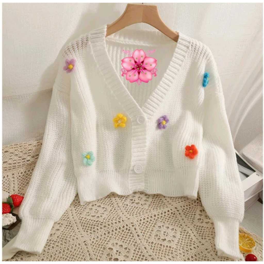 SUETERKU CARDI / CARDIGAN FLOW KOREA PREMIUM BUNGA 3D / Timbul