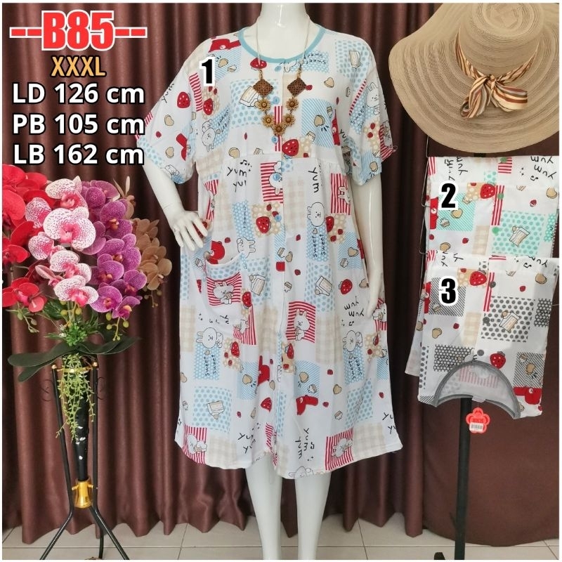 Daster Kaos Jumbo XXXL BKH / Baju Menyusui Busui 5 Kancing Depan 3XL B85