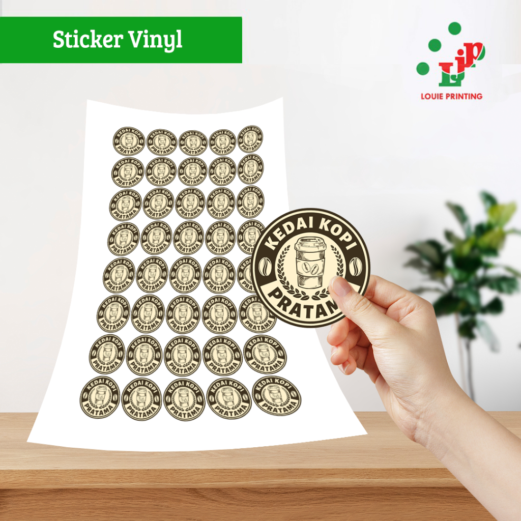 Louie Printing Cetak Stiker Label Vinyl Glossy/ Doff/ Transparan A3+ + Diecut