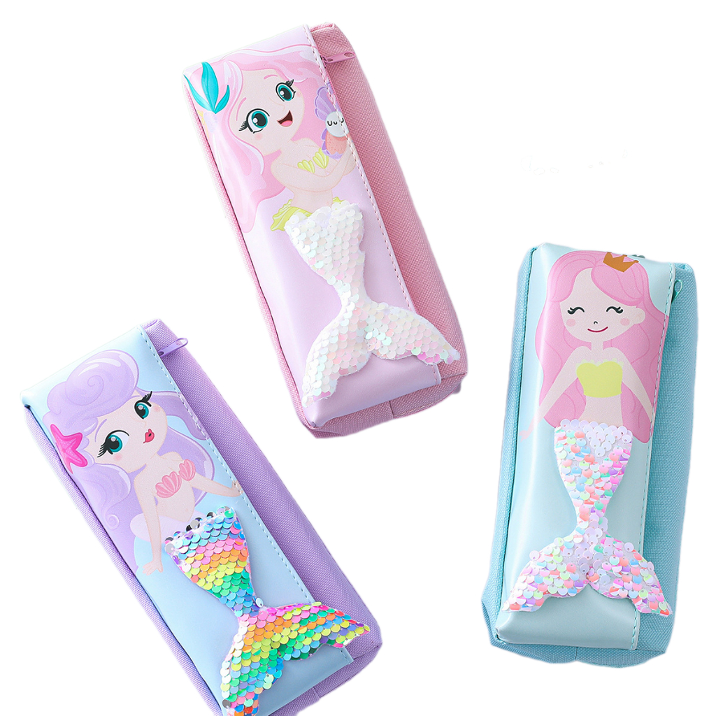 

Minikidi Tempat Kotak Pensil Anak Perempuan TK SD SMP Motif Mermaid Korean Style-KP014