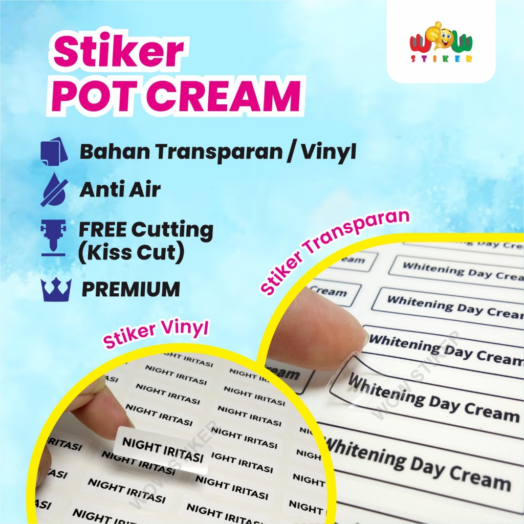 

Stiker Pot Cream / Stiker Day Cream Night Cream / Label Kosmetik Waterproof