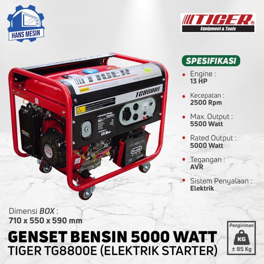 Genset 5500 Watt Tiger TG 8800 E TG8800E