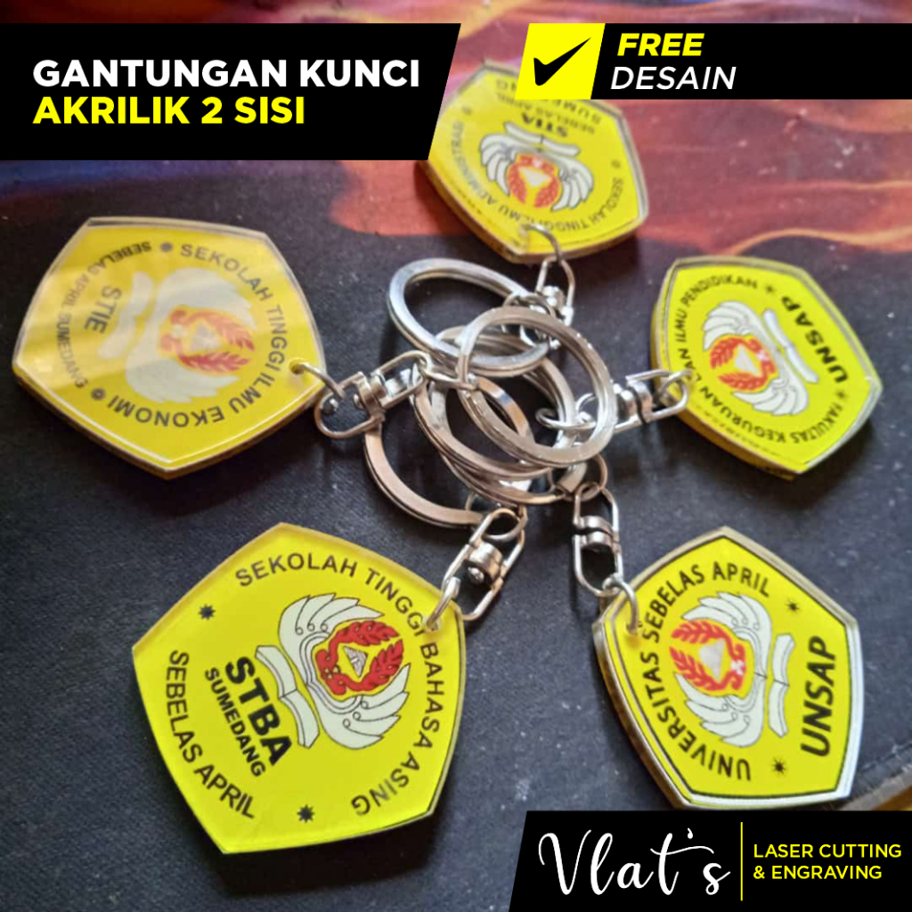Gantungan Kunci Akrilik 2 sisi | Souvenir | Gantungan Kunci Logo | Gantungan Kunci Custom