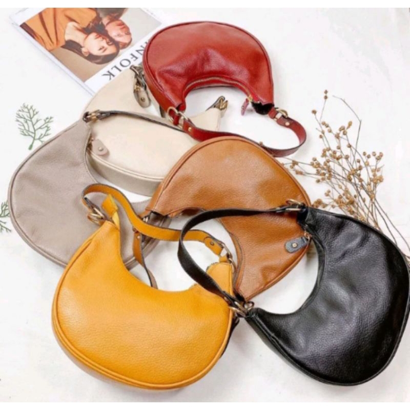 TERBARU Tas selempang model bulan kulit sapi asli garut -tas wanita model simple