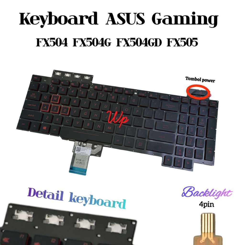 Keyboard Asus FX504 FX80G FX80GD FX504G FX504GD FX504GE FX80 Backlit