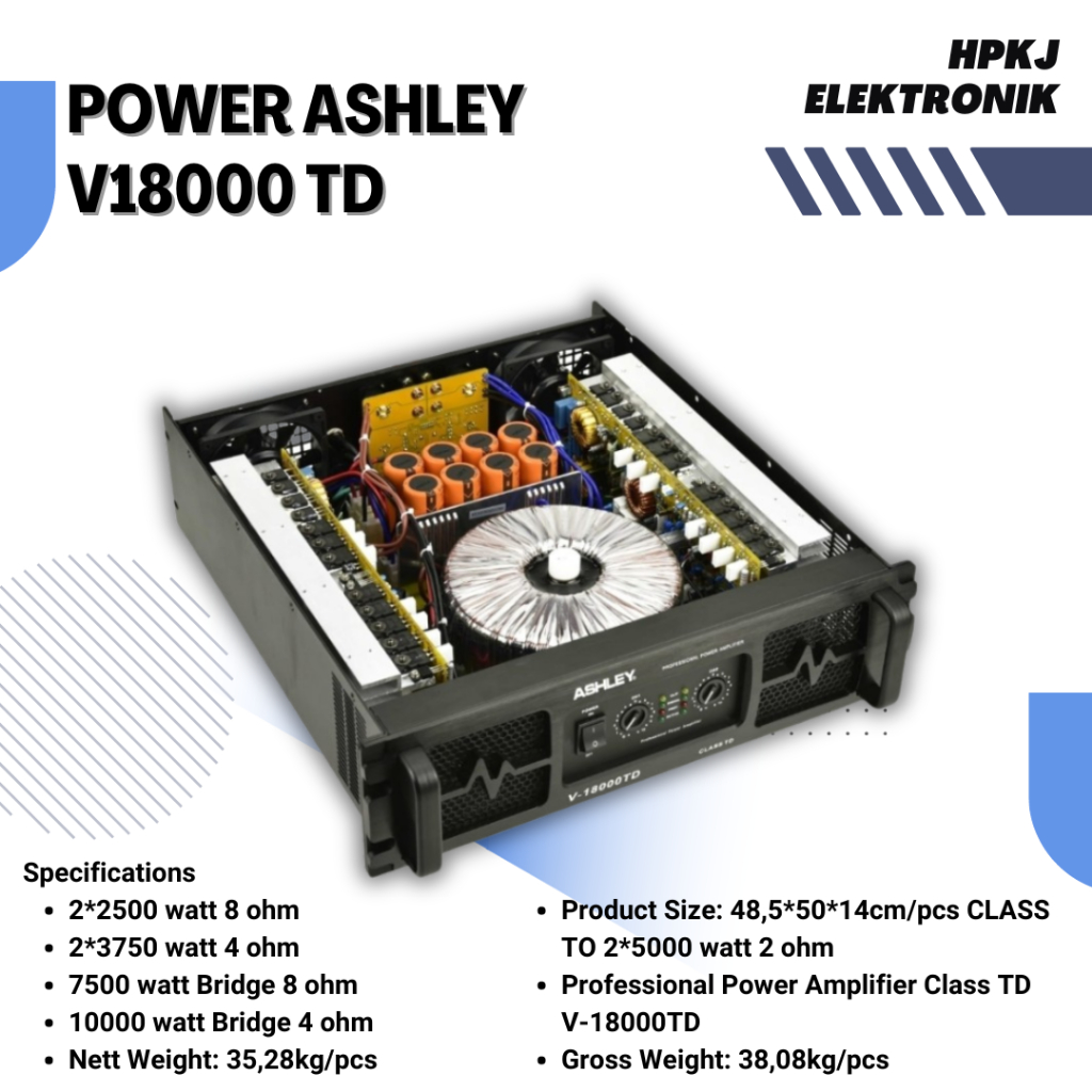 POWER AMPLIFIER ASHLEY V18000TD.Power Ampli Class TD Ashley V18000TD V 18000TD