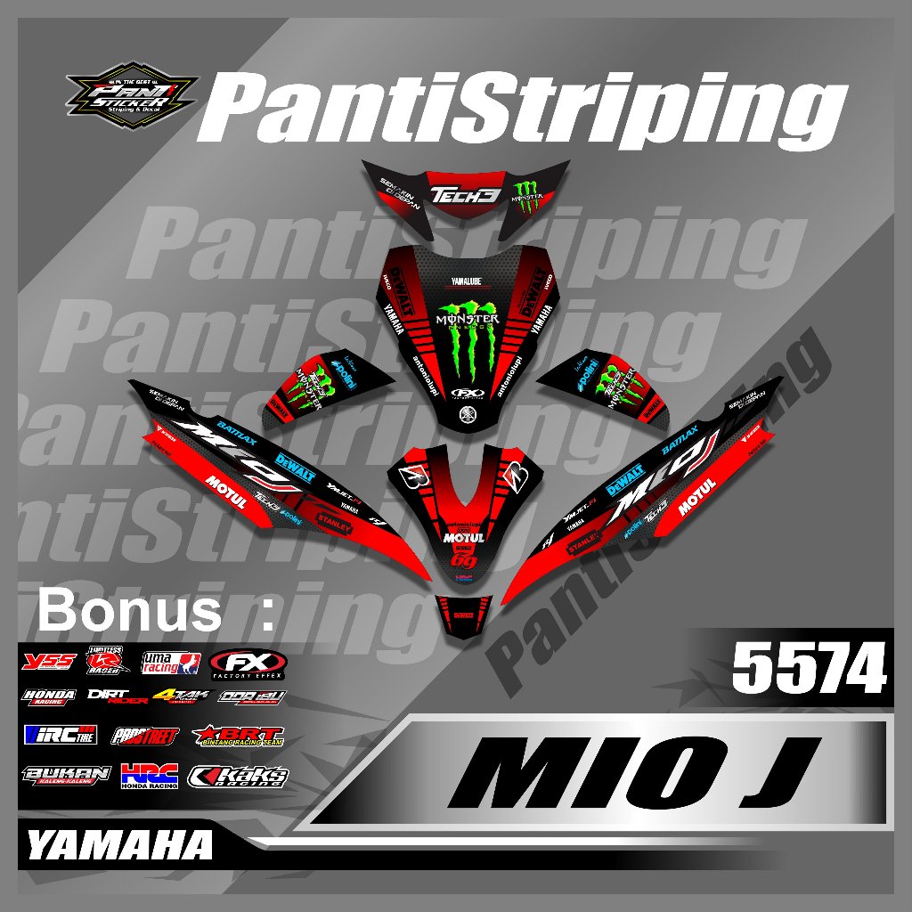 Striping Decal full Body Motor Yamaha MIO J desain monster - Sticker skotlet motor MIO J Desain Kere