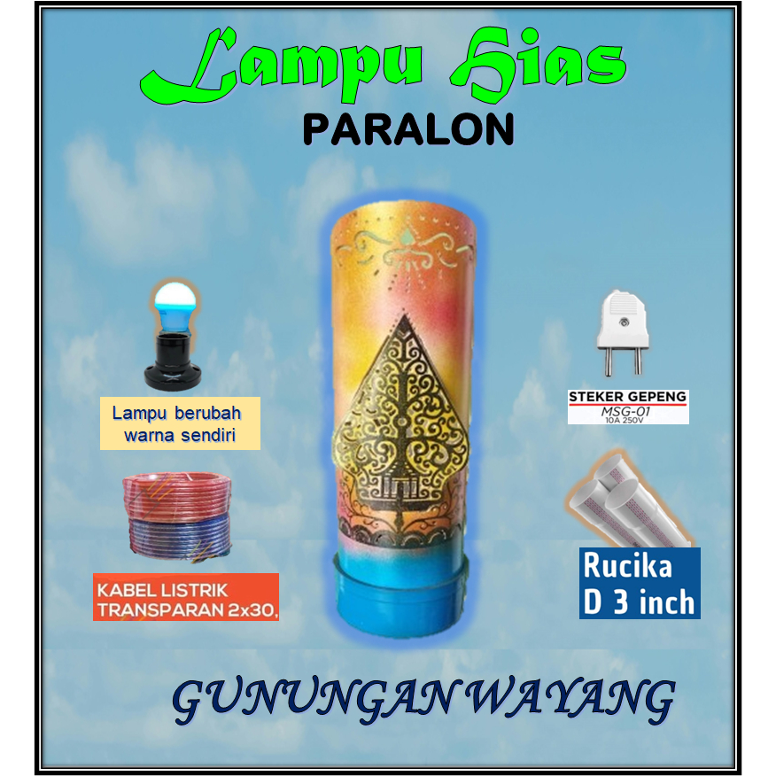 Lampu Paralon Hias Lampu Paralon Dinding Lampu Paralon Berubah Warna Lampu Paralon Gunungan Wayang