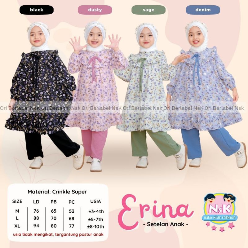 setelan anak perempuan 3-10 tahun matt crinkle original by M2m Nsk | Erina Raisa Giska Phita davina 