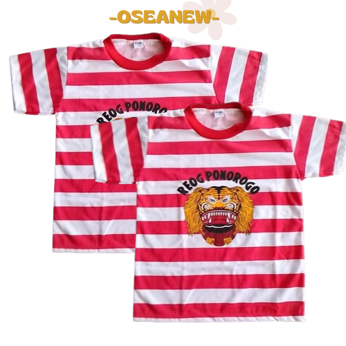 -BARU- KAOS REOG PONOROGO LOREK MERAH / Atasan Anak Lurik Merah Putih Barongan Reog