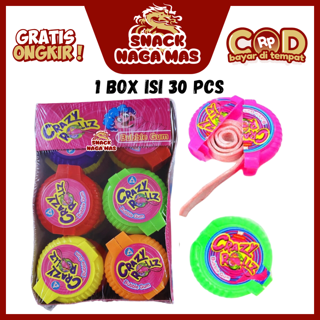 

CRAZY ROLL PERMEN KARET BUBBLE GUM [1 KOTAK ISI 30 PCS]