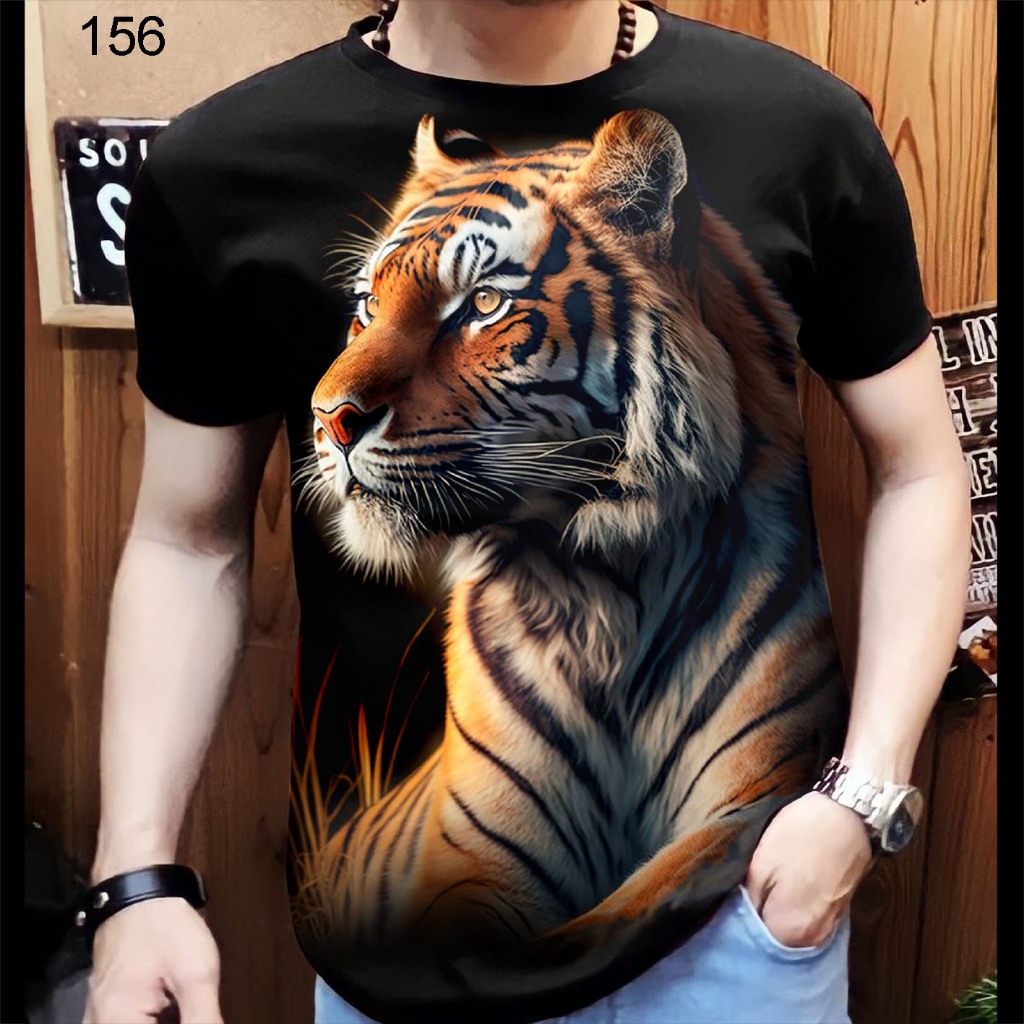 Kaos distro pria 3D desain macan loreng MC-38