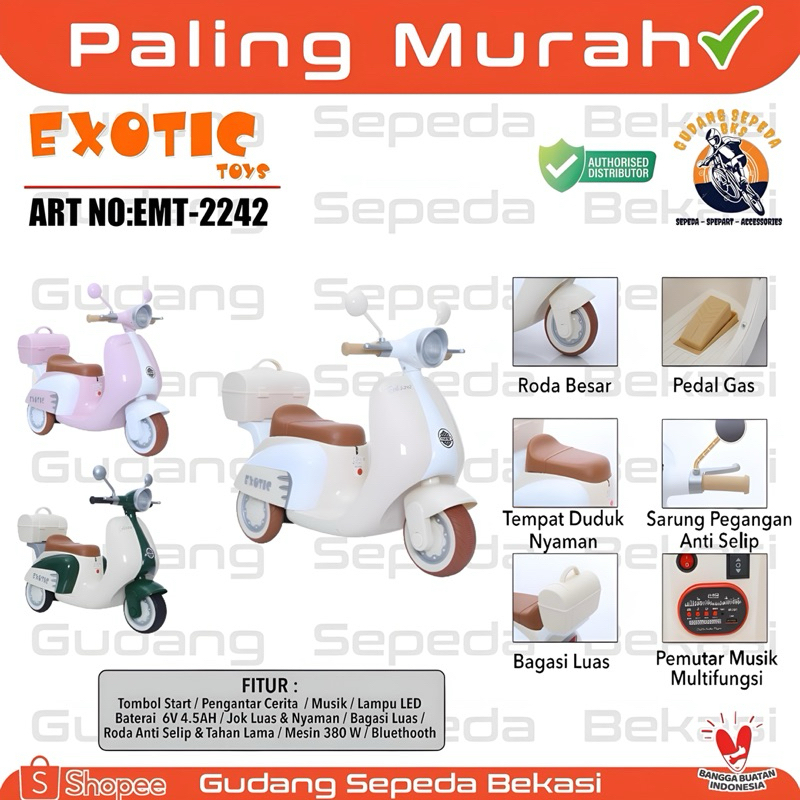 TERLARISSS MOTOR AKI SCOOPY EXOTIC TOYS EMT2242 MAINAN ANAK BY PACIFIC