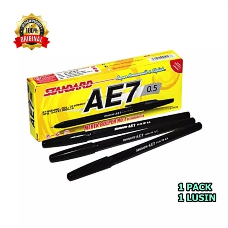 

Pulpen Standard AE7 Hitam 0,5mm Super Smooth & Stylish - 12 Pcs - Stationery