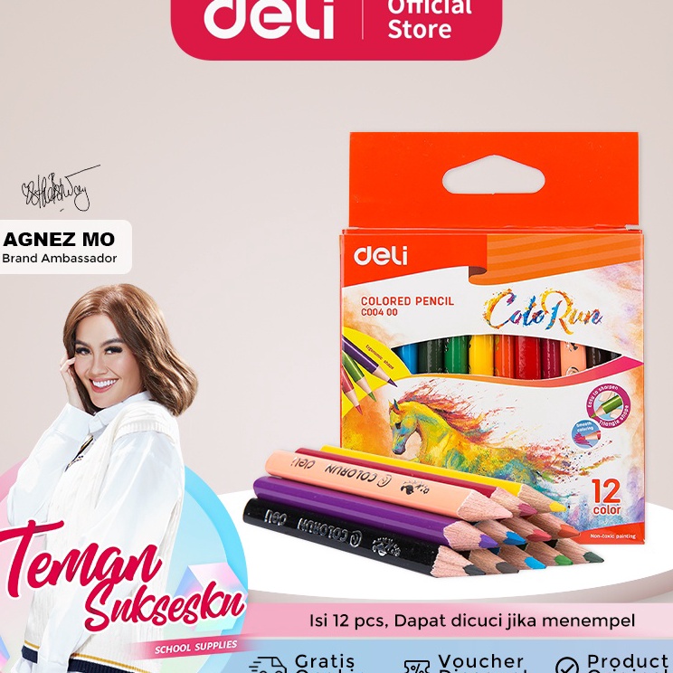 

Flash Discount Deli EC4 School Color Pencil Pensil Warna Mini color pencil 12 color