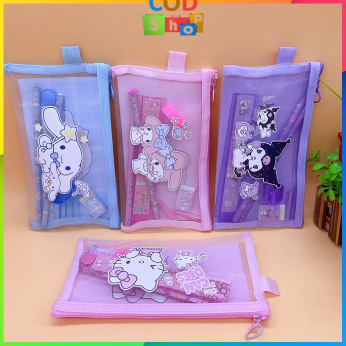 

Hot Surprise COD S615 Pouch Set Alat Tulis Ziplock Paket Alat Tulis Motif Sanrio Tempat Pensil Karakter Lucu Set Alat Tulis 7 in 1