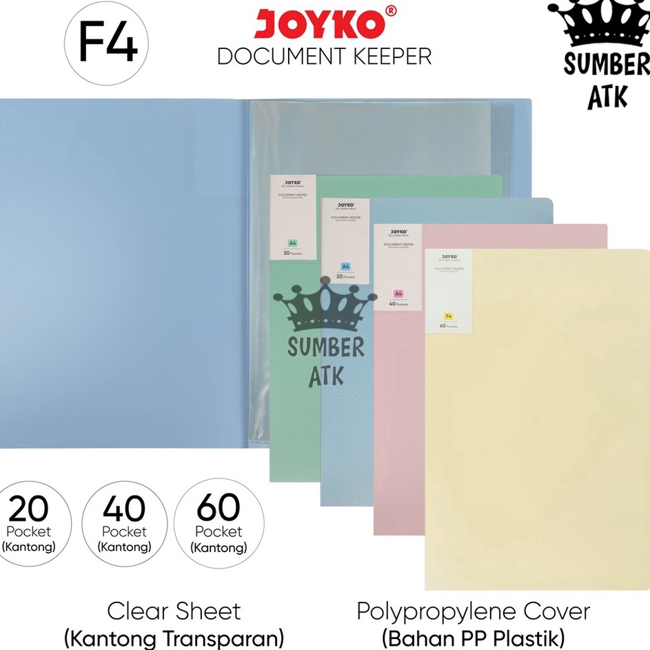 

Terupdate Document Keeper Clear Holder Map F4 2 4 6 Lembar File Dokumen Folder Joyko Pastel